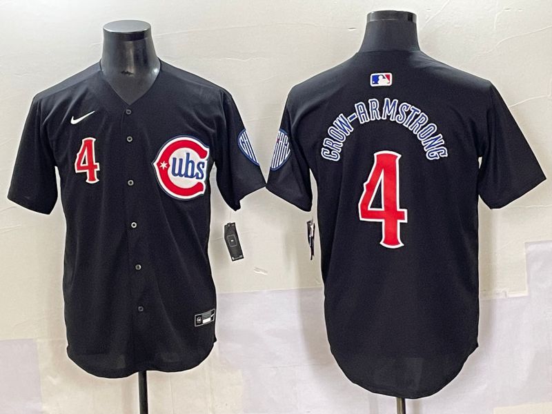Men 2025 Chicago Cubs #4 Grow-Armstrong Black Retro Fashion Nike MLB Jersey style 1->chicago cubs->MLB Jersey